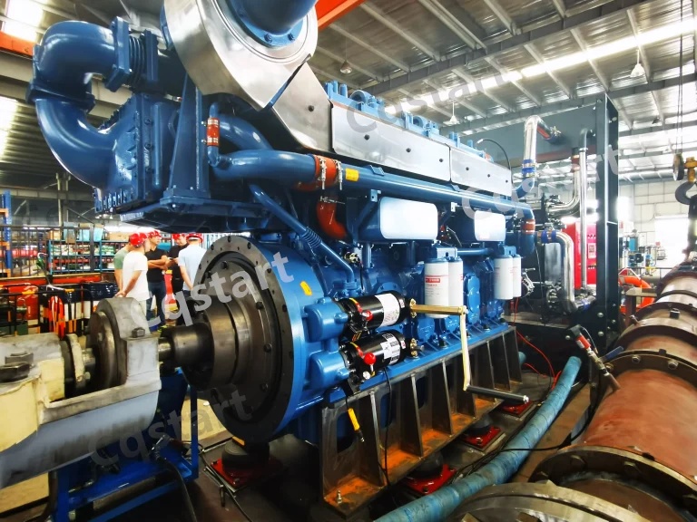 Mechanical spring starter installation on heavy duty diesel engine by CQStart