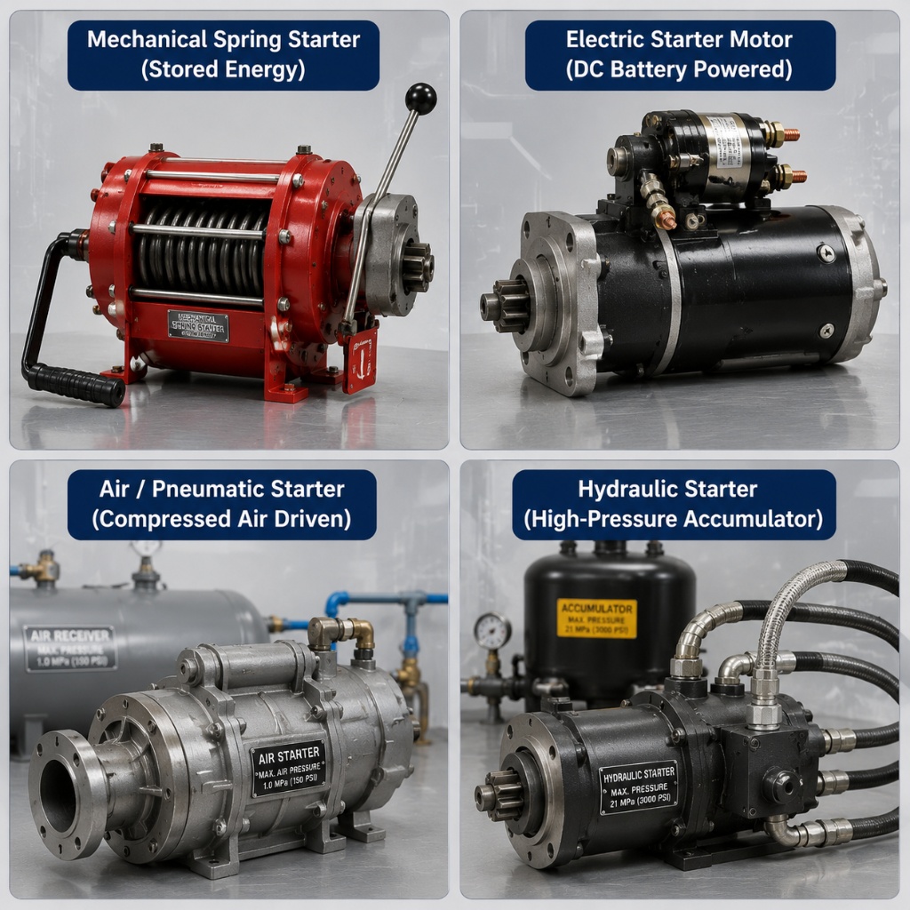 4 main fire pump starter types mechanical spring, electric, air, and hydraulic