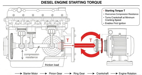 Diesel engine starting torque